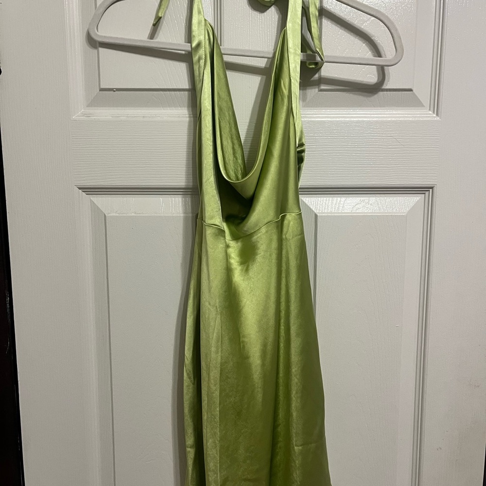 Beginning Boutique Audrey Green Halter Mini Dress - Picture 2 of 6